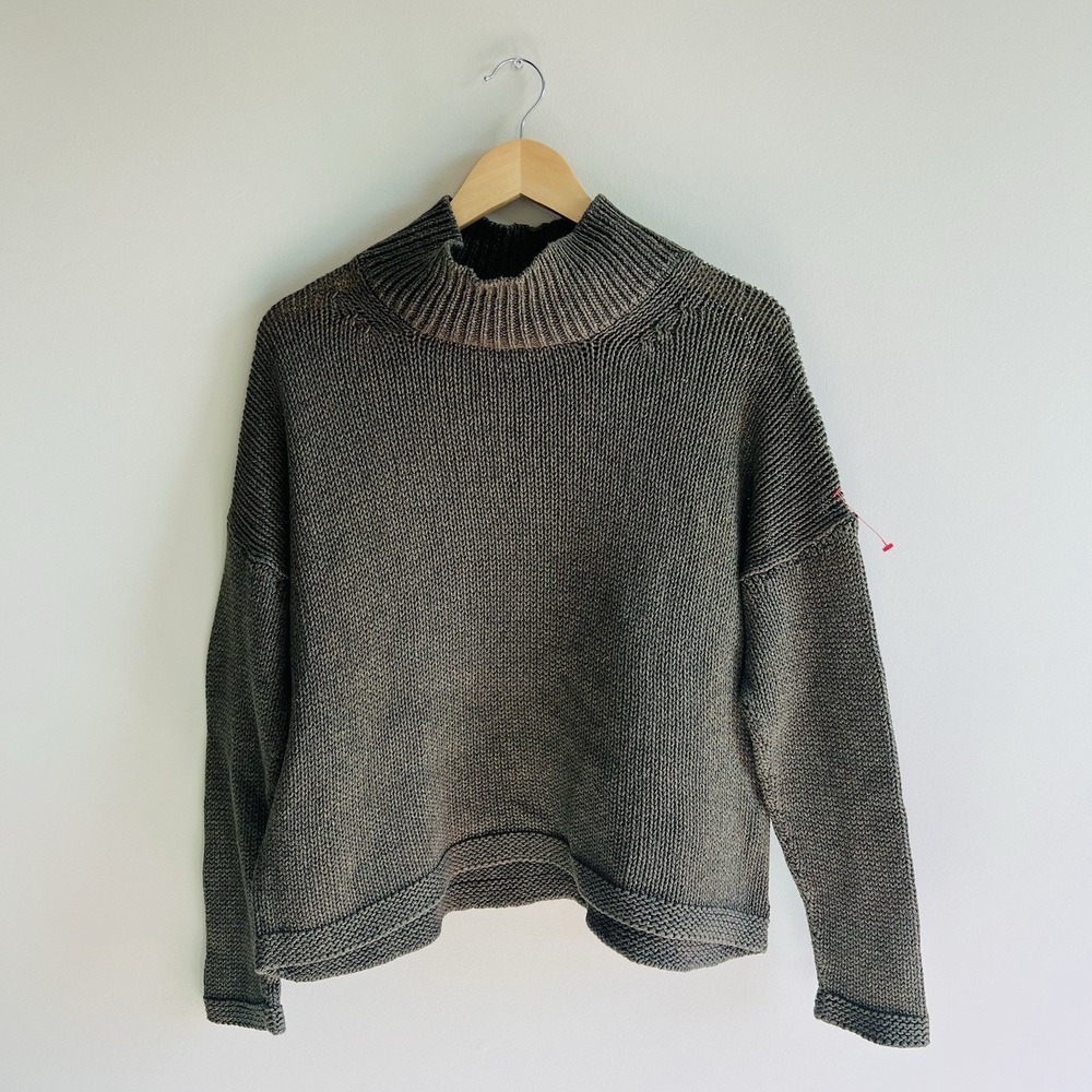 Peruvian Connection Women XL Pima Cotton Chunky Knit Free Mock Neck Sweater